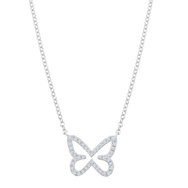 Diamond Butterfly Halskette - Weißgold