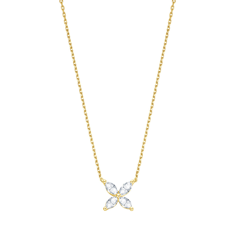 Diamant Flower Halskette - Gelbgold
