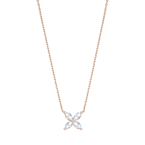 Diamant Flower Halskette - Roségold