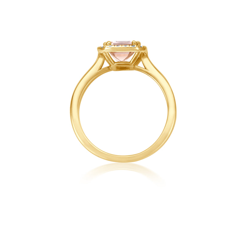 Morganit Diamond Halo Ring - Gelbgold