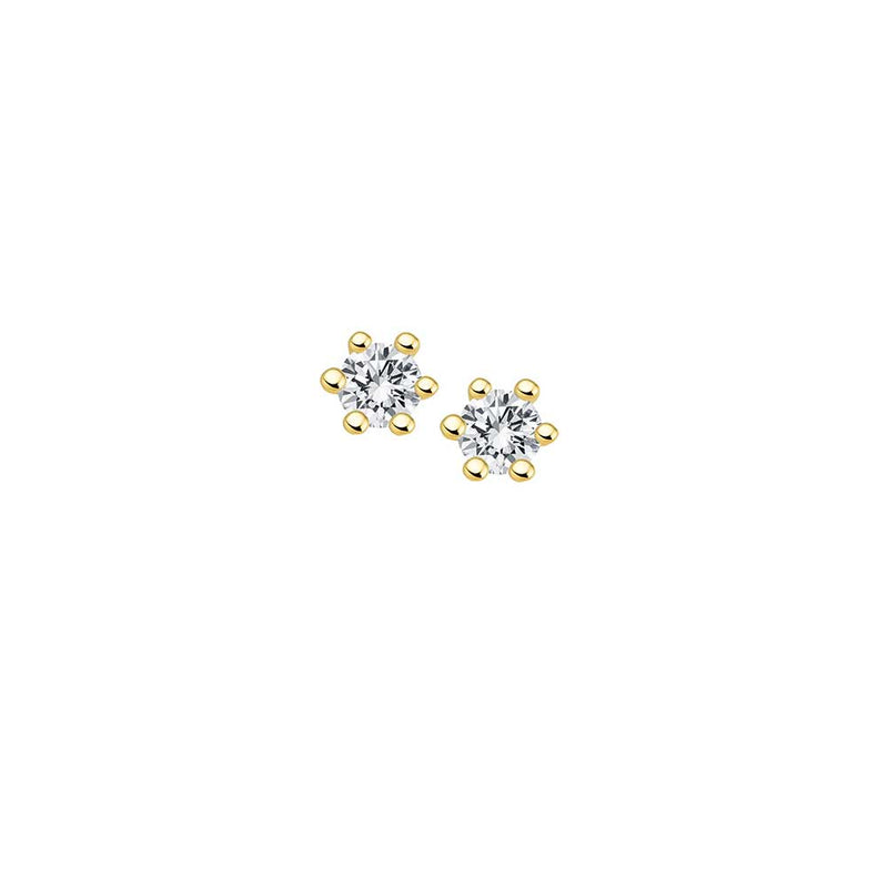 Diamant Ohrstecker - 0,20 ct - 6er Krappe - Gelbgold