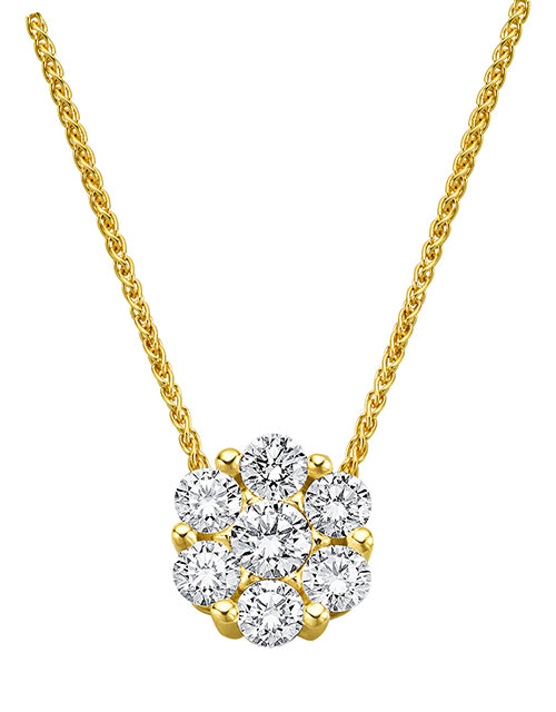 Diamant Blüten Anhänger - 1,00 ct - Gelbgold