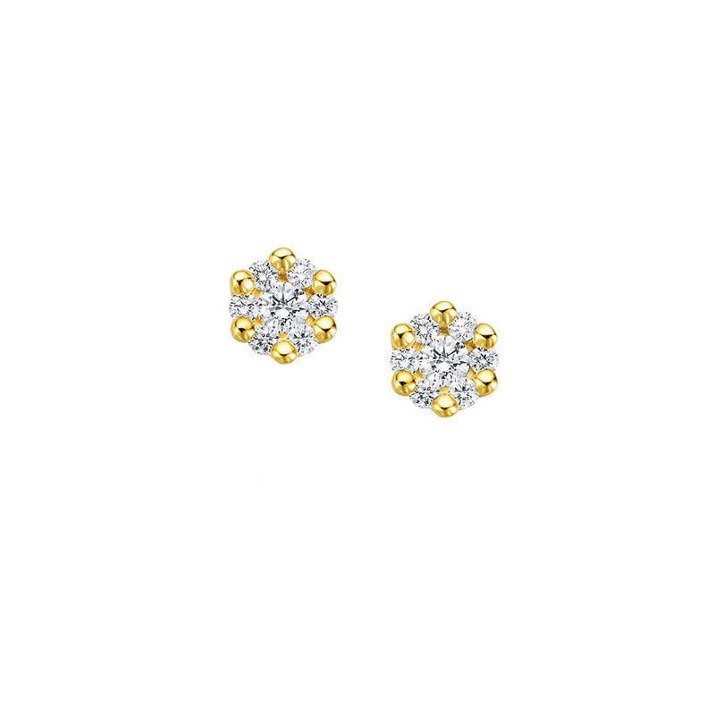 Diamant Blüten Ohrstecker - 0,25 ct - Gelbgold