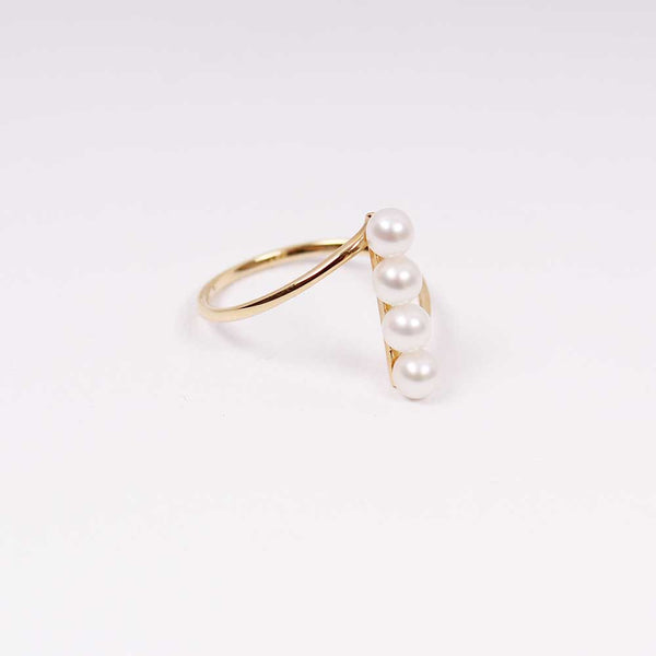 Pearl Bar Ring - Gelbgold