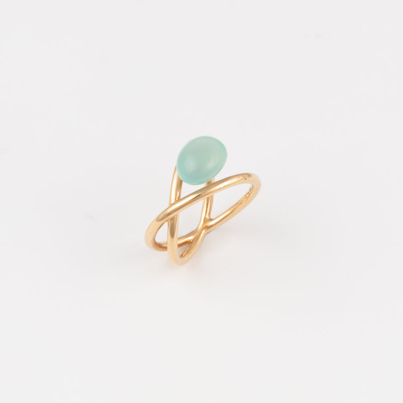 Chalcedon Cabochon Ring - Gelbgold