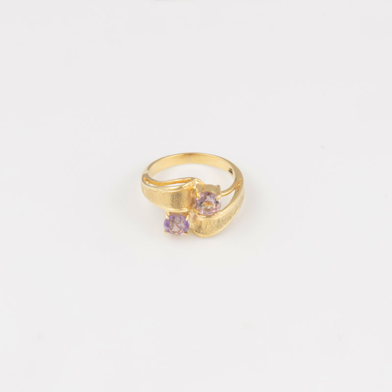 Vintage Double Amethyst Ring - Gelbgold