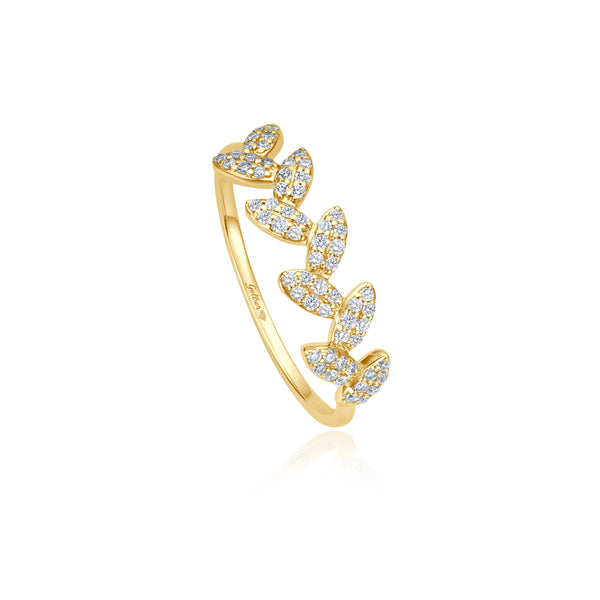 Diamond Leaf Ring - Gelbgold