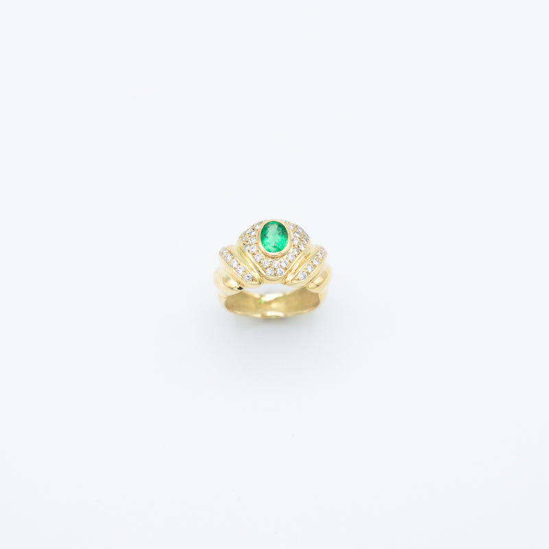 juwelier-jeweler-gelber-vintage-ring-smaragd-diamanten-diamonds-ring-gelbgold