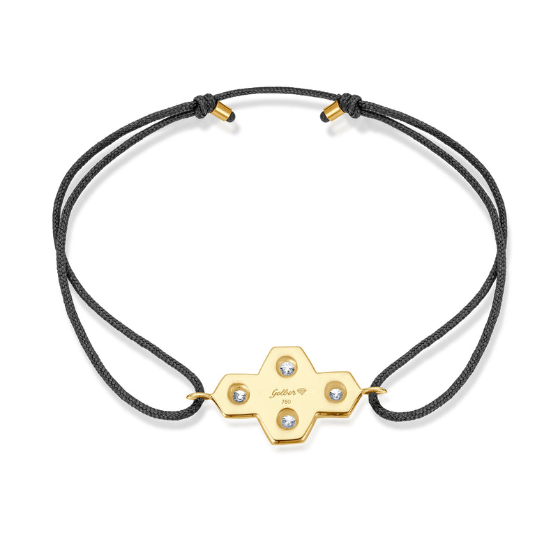Honeycomb Diamond Stoff Armband - Gelbgold