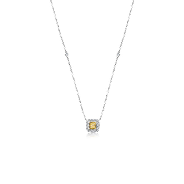 Yellow Diamond Square Halskette - Weißgold