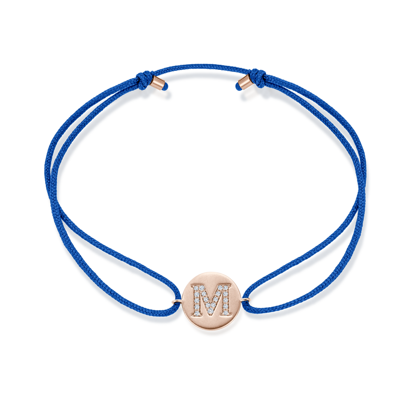 K to O Diamond Initial Plate Stoff Armband - Roségold