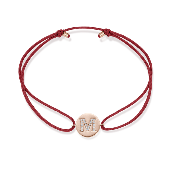 K to O Diamond Initial Plate Stoff Armband - Roségold