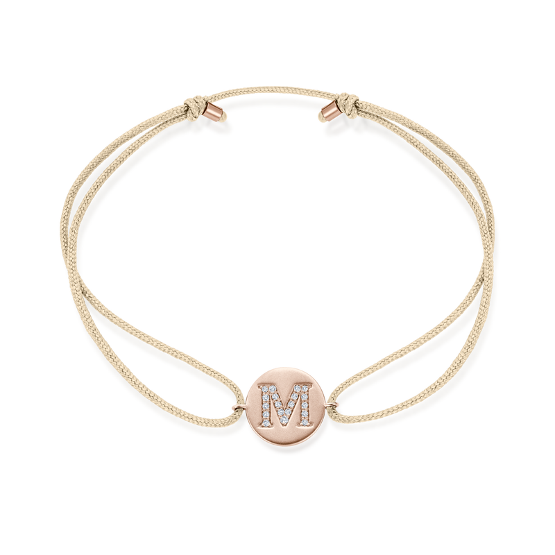 K to O Diamond Initial Plate Stoff Armband - Roségold
