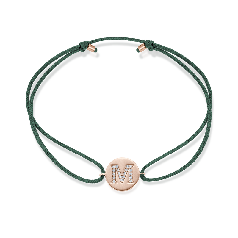 K to O Diamond Initial Plate Stoff Armband - Roségold