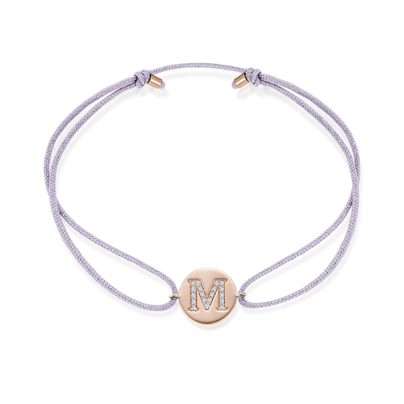 K to O Diamond Initial Plate Stoff Armband - Roségold