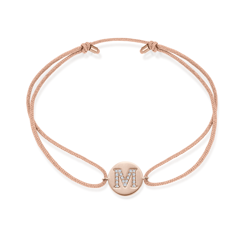 K to O Diamond Initial Plate Stoff Armband - Roségold