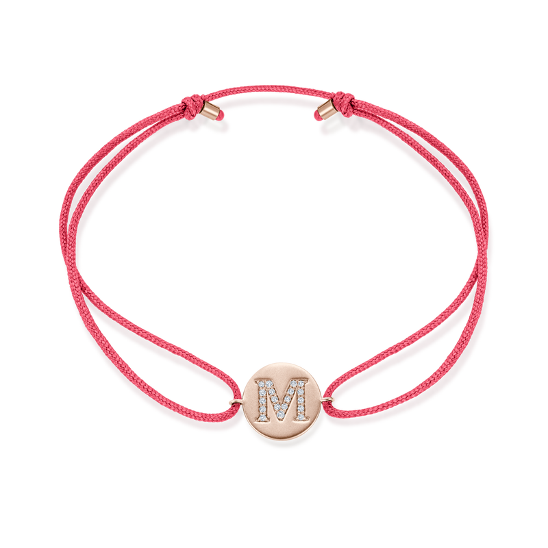 K to O Diamond Initial Plate Stoff Armband - Roségold
