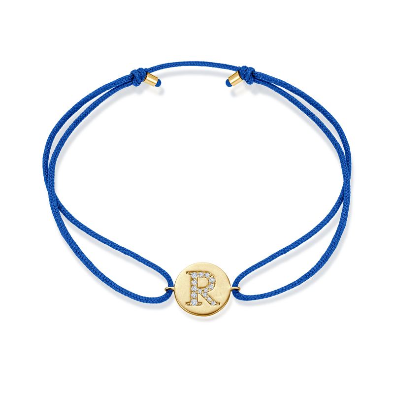 Z Diamond Initial Plate Stoff Armband - Gelbgold