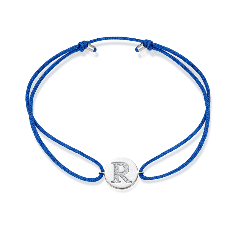 Z Diamond Initial Plate Stoff Armband - Weißgold