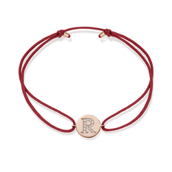 Z Diamond Initial Plate Stoff Armband - Roségold