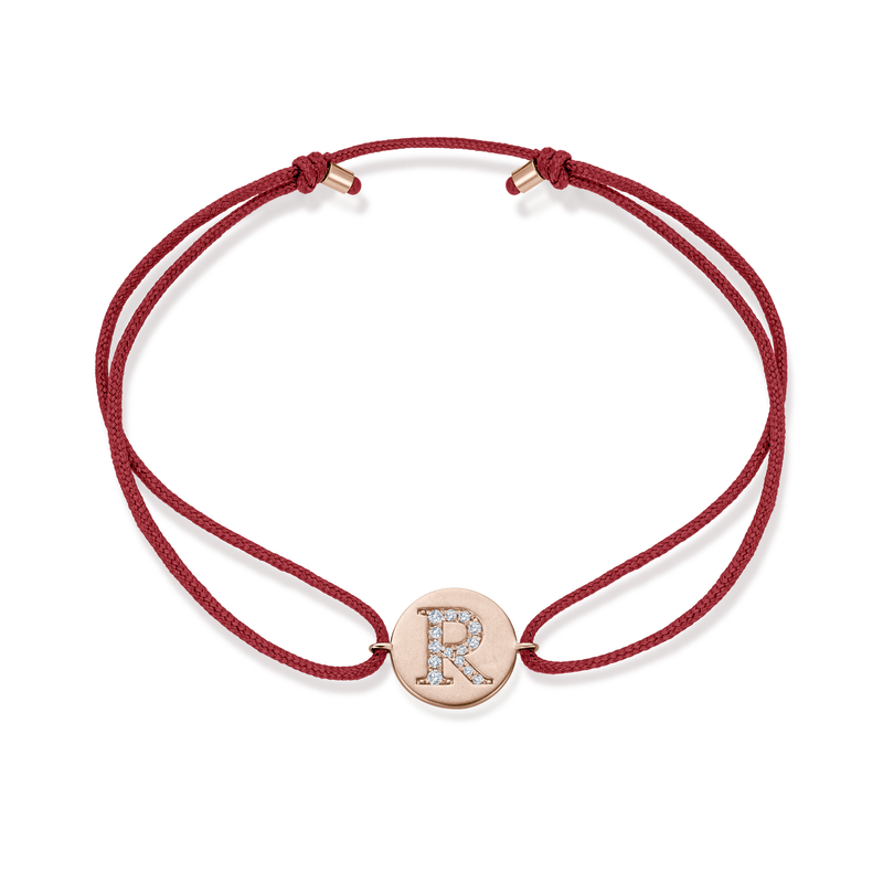Z Diamond Initial Plate Stoff Armband - Roségold