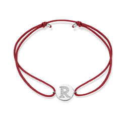 Z Diamond Initial Plate Stoff Armband - Weißgold