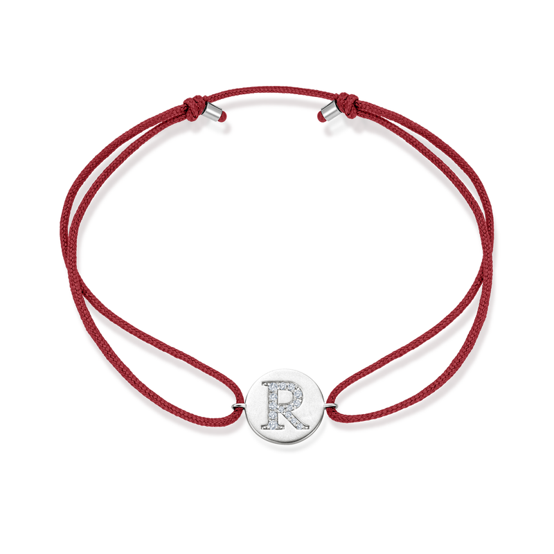 Z Diamond Initial Plate Stoff Armband - Weißgold