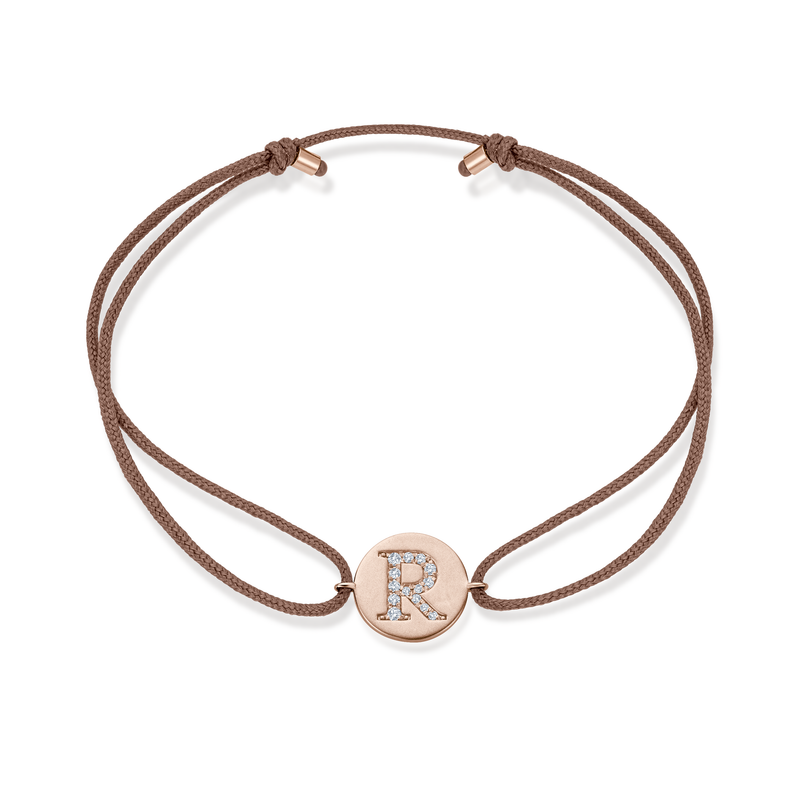 Z Diamond Initial Plate Stoff Armband - Roségold