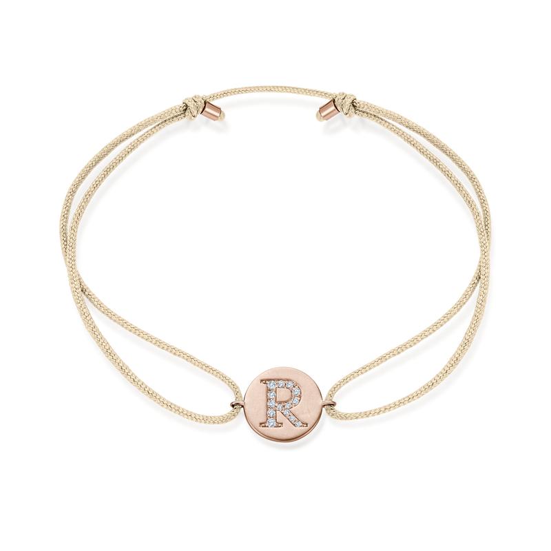 Z Diamond Initial Plate Stoff Armband - Roségold