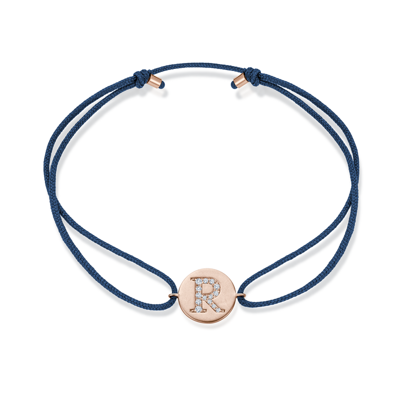 Z Diamond Initial Plate Stoff Armband - Roségold