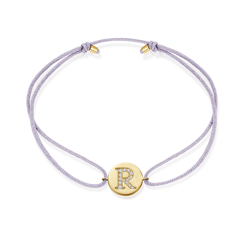 Z Diamond Initial Plate Stoff Armband - Gelbgold