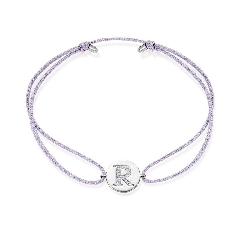 Z Diamond Initial Plate Stoff Armband - Weißgold