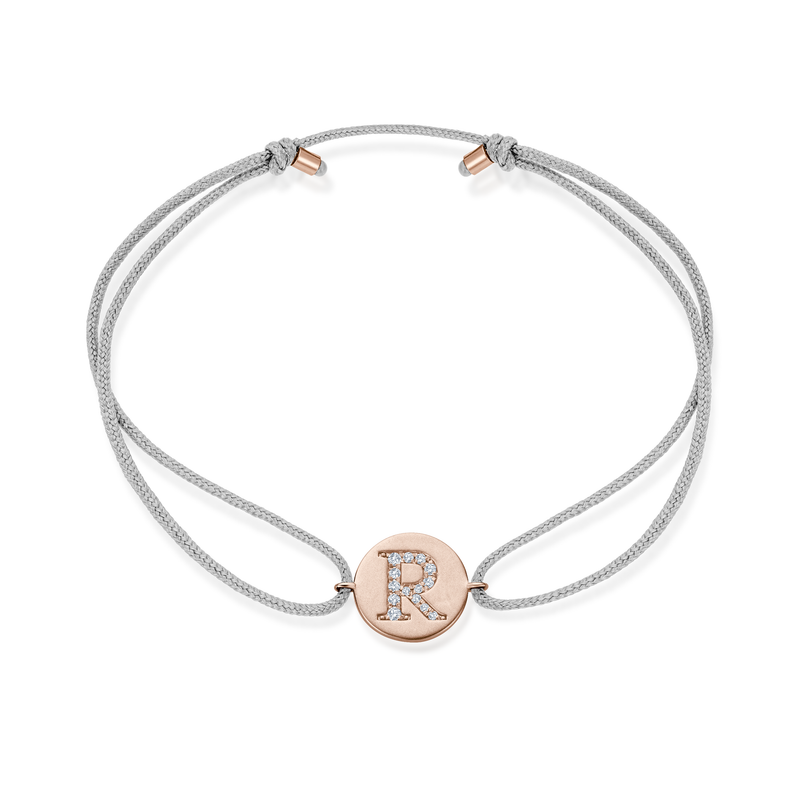 Z Diamond Initial Plate Stoff Armband - Roségold