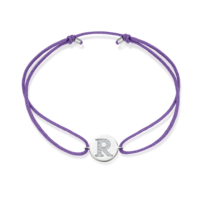 Z Diamond Initial Plate Stoff Armband - Weißgold