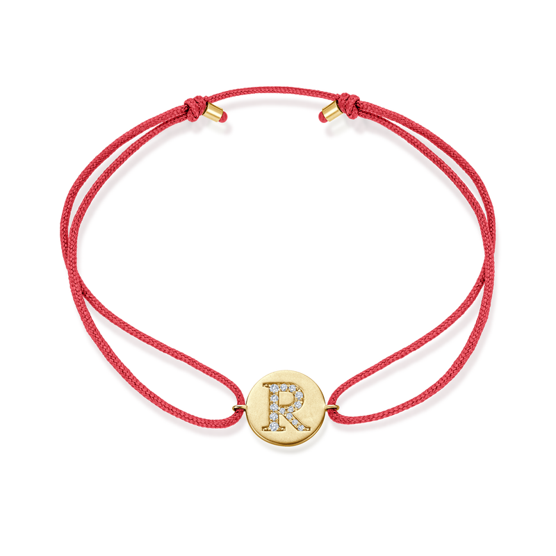Z Diamond Initial Plate Stoff Armband - Gelbgold
