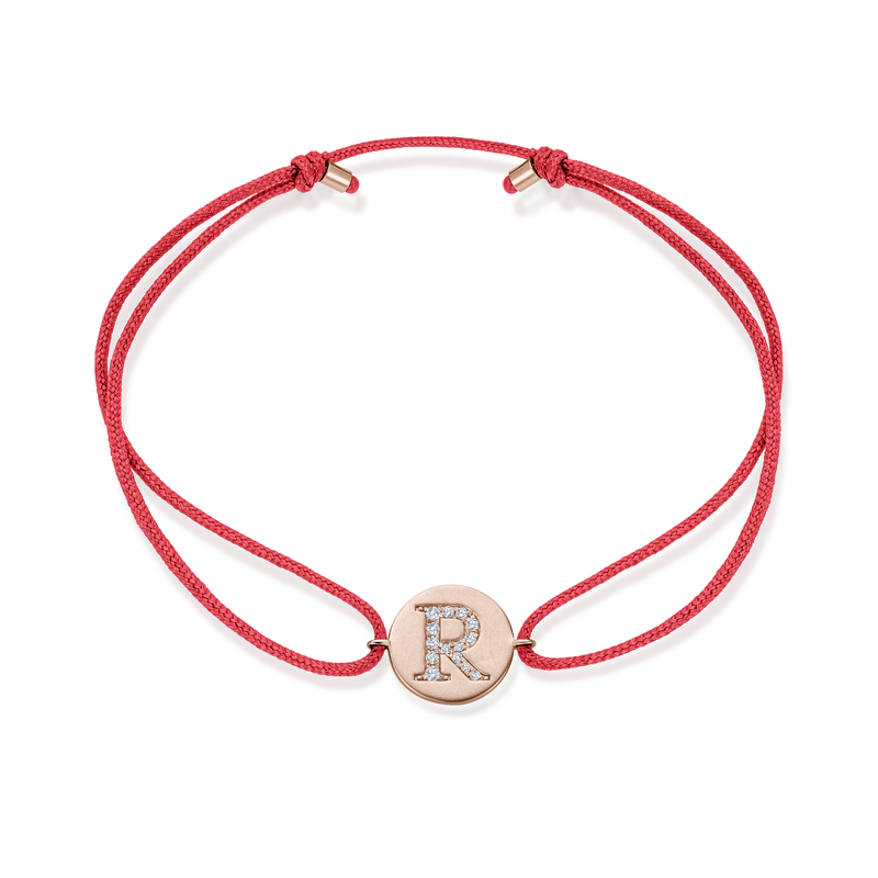 Z Diamond Initial Plate Stoff Armband - Roségold
