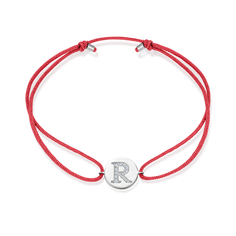 Z Diamond Initial Plate Stoff Armband - Weißgold