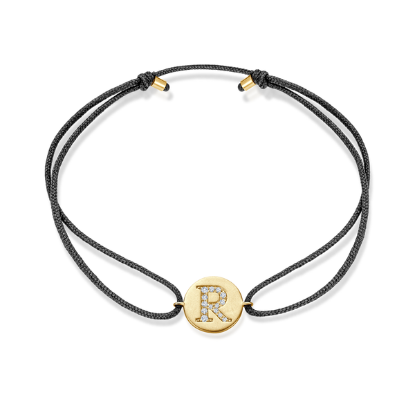Z Diamond Initial Plate Stoff Armband - Gelbgold