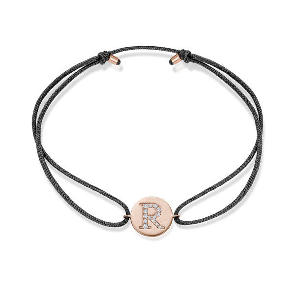 Z Diamond Initial Plate Stoff Armband - Roségold