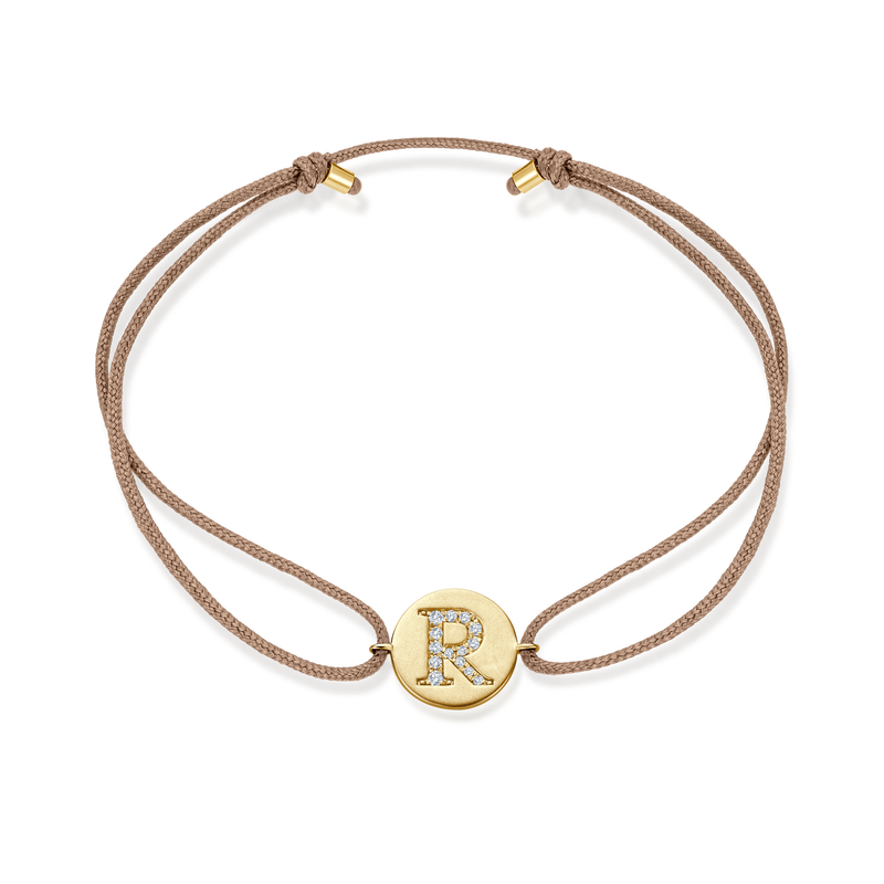 Z Diamond Initial Plate Stoff Armband - Gelbgold