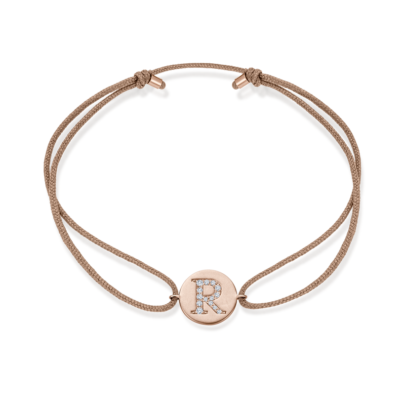 Z Diamond Initial Plate Stoff Armband - Roségold