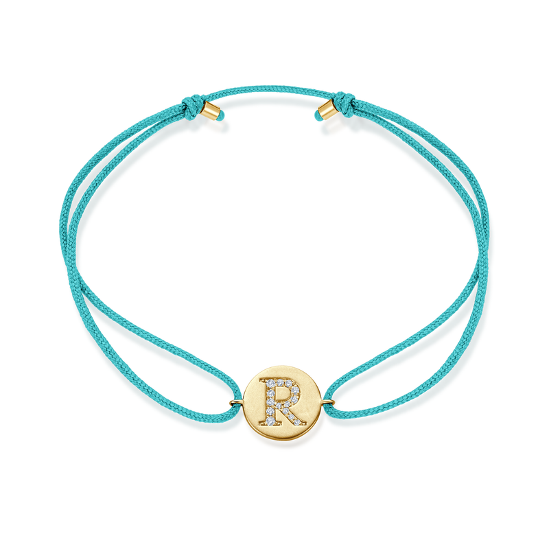 Z Diamond Initial Plate Stoff Armband - Gelbgold