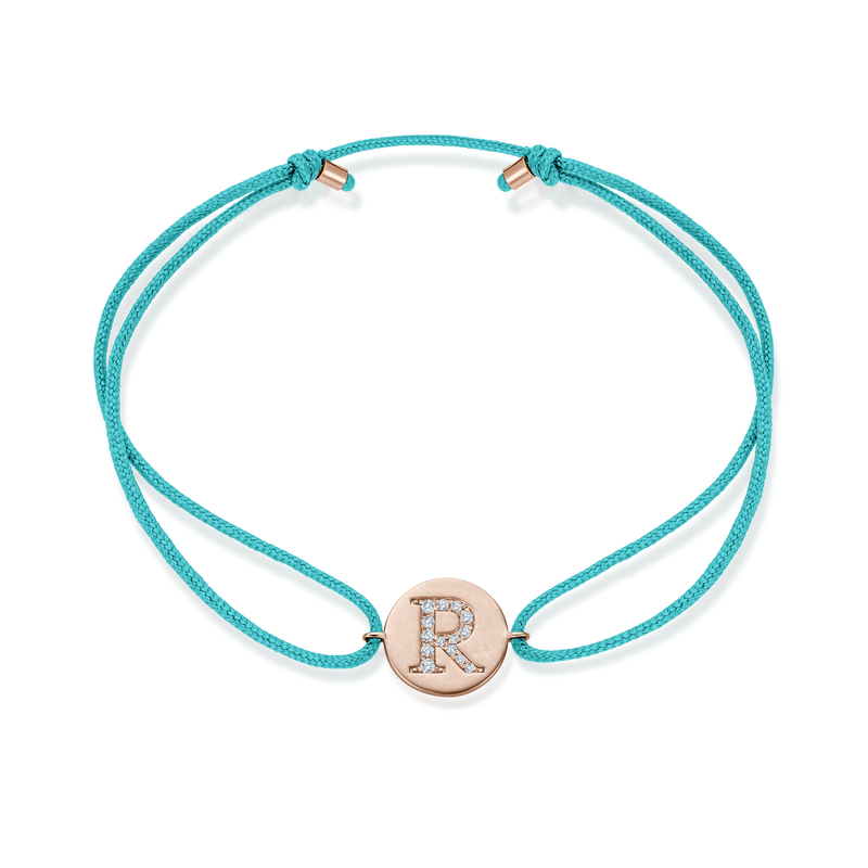 Z Diamond Initial Plate Stoff Armband - Roségold
