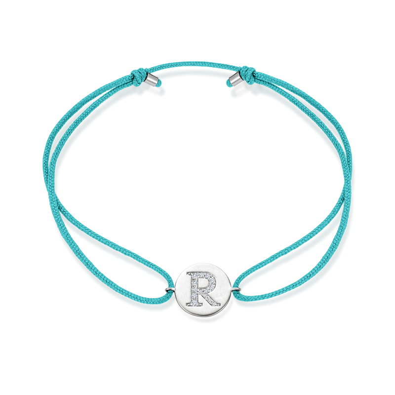 Z Diamond Initial Plate Stoff Armband - Weißgold