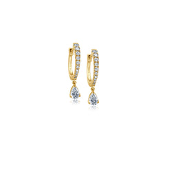 Diamond Drop Hoops - Gelbgold