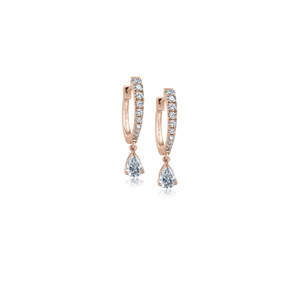 Diamond Drop Hoops - Roségold