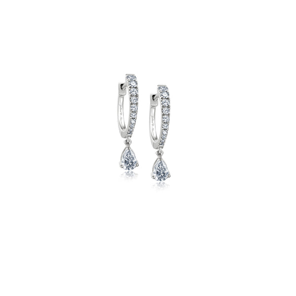 Diamond Drop Hoops - Weißgold