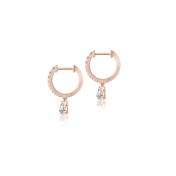 Diamond Drop Hoops - Roségold