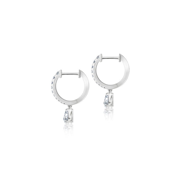 Diamond Drop Hoops - Weißgold