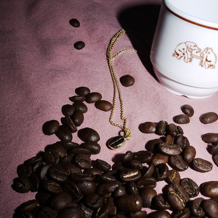 Coffeebean Anhänger- Gelbgold